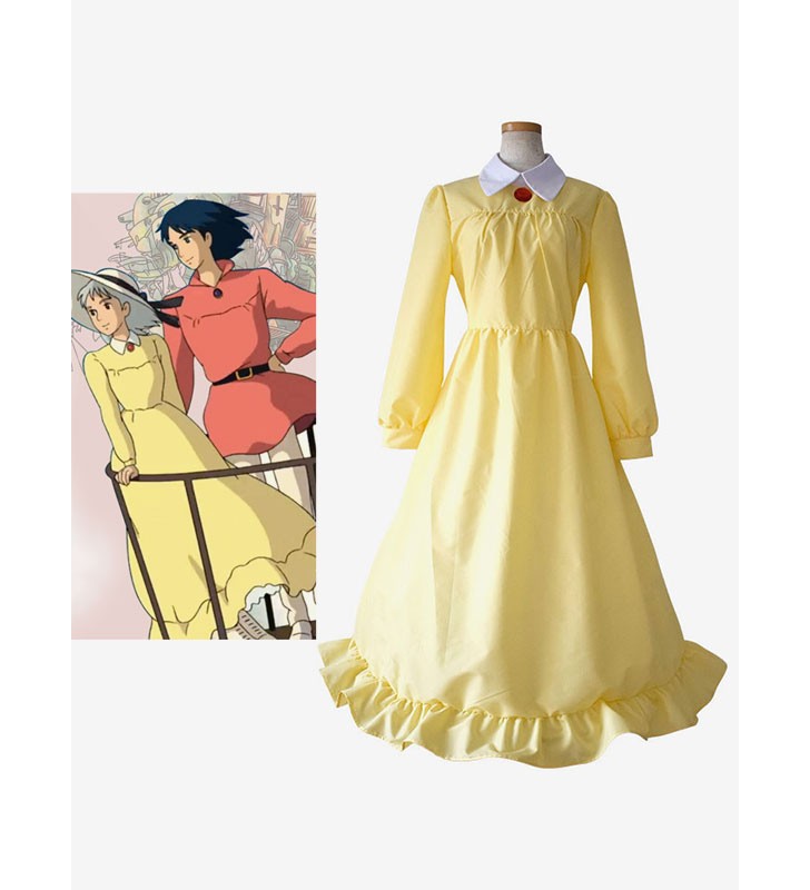 Costumi cosplay di Howl#39;s Moving Castle Sophie Yellow Dress Halloween