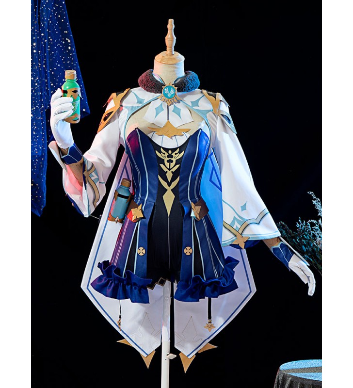 Genshin Impact Sucrose Calze al ginocchio Abito Occhiali Cappello Guanti Set 5 pezzi Mihoyo Gioco Set completo Costumi Cosplay Halloween