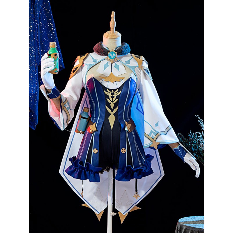Genshin Impact Sucrose Calze al ginocchio Abito Occhiali Cappello Guanti Set 5 pezzi Mihoyo Gioco Set completo Costumi Cosplay Halloween