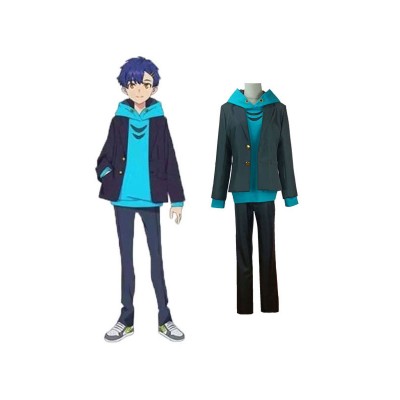 SSSS Dynazenon Yomogi Asanaka Felpa con cappuccio blu Navy Cappotti Pantaloni Set 3 pezzi Costumi Cosplay Carnevale Halloween