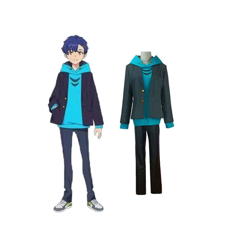SSSS Dynazenon Yomogi Asanaka Felpa con cappuccio blu Navy Cappotti Pantaloni Set 3 pezzi Costumi Cosplay Carnevale Halloween