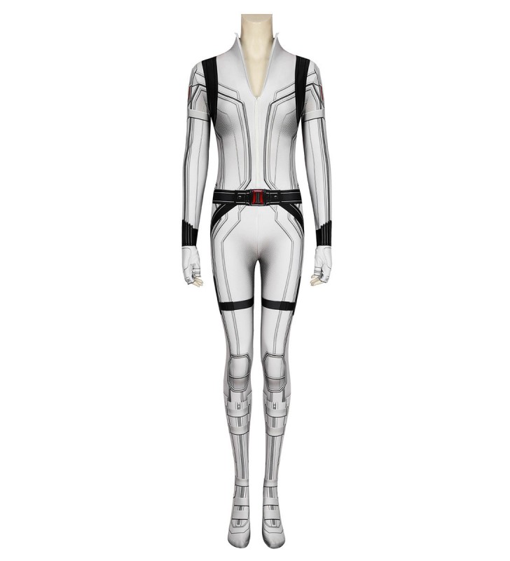 Marvel Comics Marvel 2023 Movie Black Widow Natasha Romanoff White Suit Zentai Tuta Costumi Cosplay Halloween