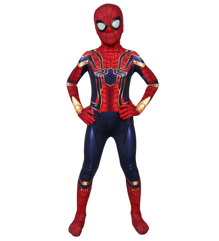SpiderMan Homecoming Iron Spider Kids Cosplay Red Lycra Spandex Marvel Comics Costumi Cosplay Halloween