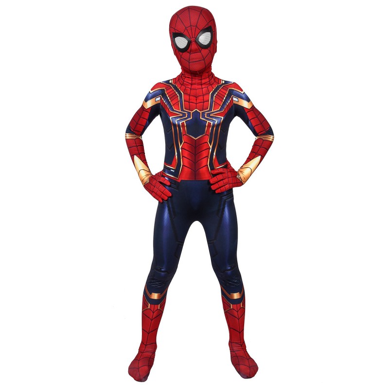SpiderMan Homecoming Iron Spider Kids Cosplay Red Lycra Spandex Marvel Comics Costumi Cosplay Halloween