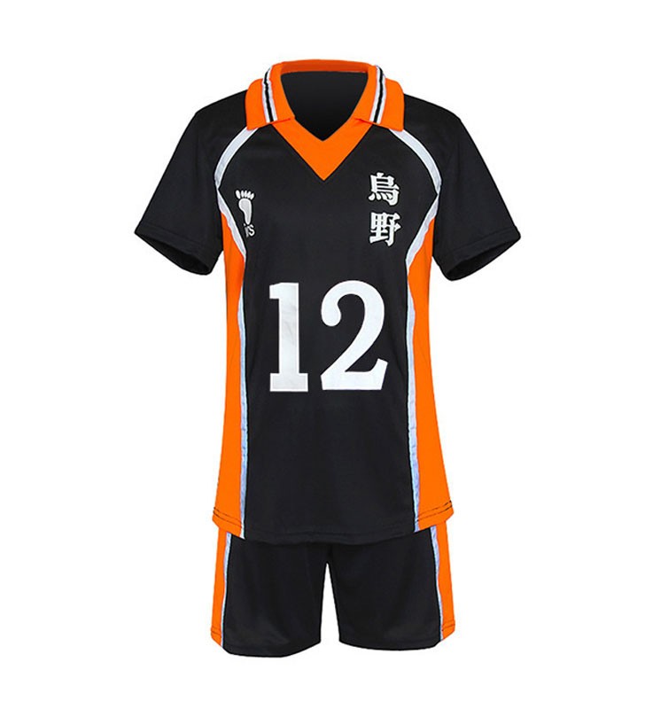 Haikyuu !! Karasuno High School No.12 Tadashi Yamaguchi Set completo Uniforme da squadra di pallacanestro Costumi Cosplay Halloween