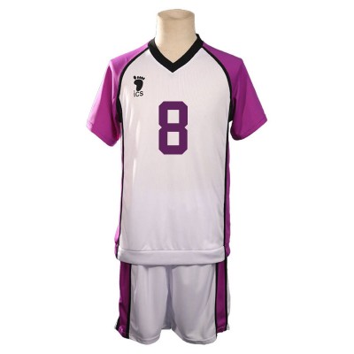 Haikyuu !! Shiratorizawa Academy No.8 Tsutomu Goshiki Set completo Uniforme da squadra di pallacanestro Costumi Cosplay Carnevale Halloween