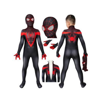 Marvel Comics Kids PS5 2023 Spider Man Miles Morales Zentai Tuta Costumi Cosplay Halloween