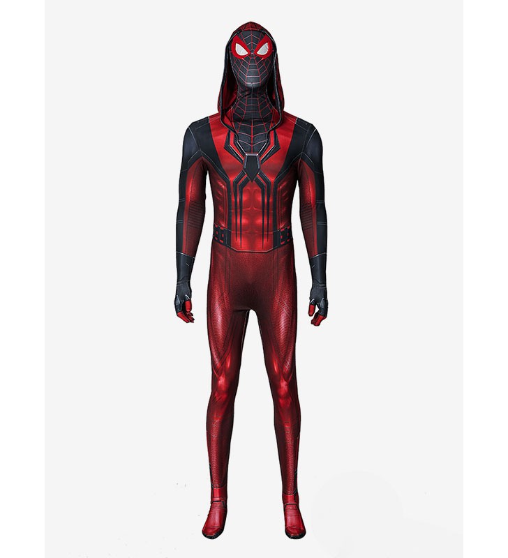 SpiderMan Cosplay Miles Morales Crimson Cowl Cosplay Suit Carnevale Halloween