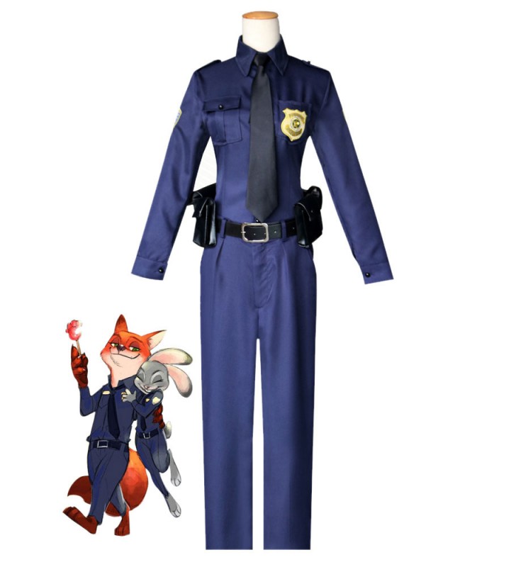 Costume Carnevale Zootopia Nick Wilde Fox polizia Costumi Cosplay Halloween