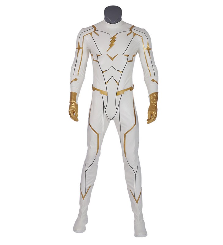 Flash Cosplay Set PU in ecopelle bianca DC Il Flash Comics Costumi Cosplay Carnevale Halloween
