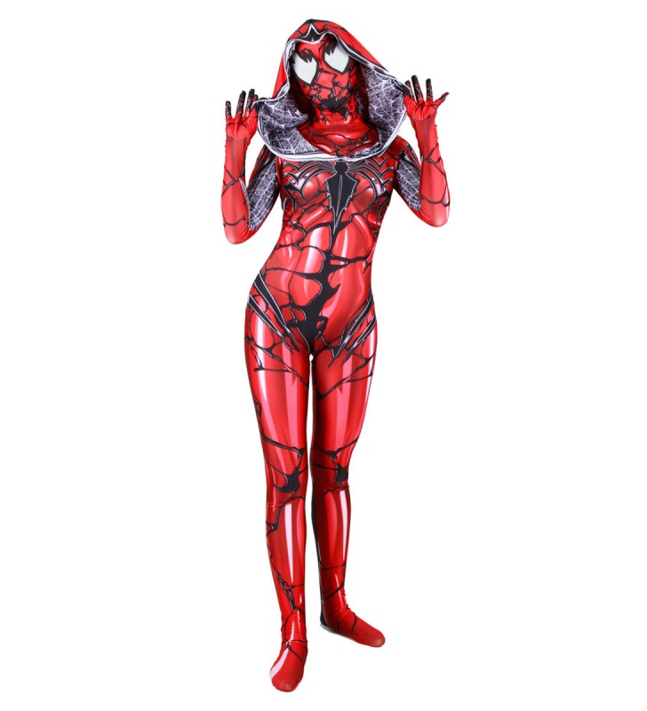 di Venom Film Cosplay Spider Man tuta con cappuccio rosso Marvel Comics Costumi Cosplay Halloween