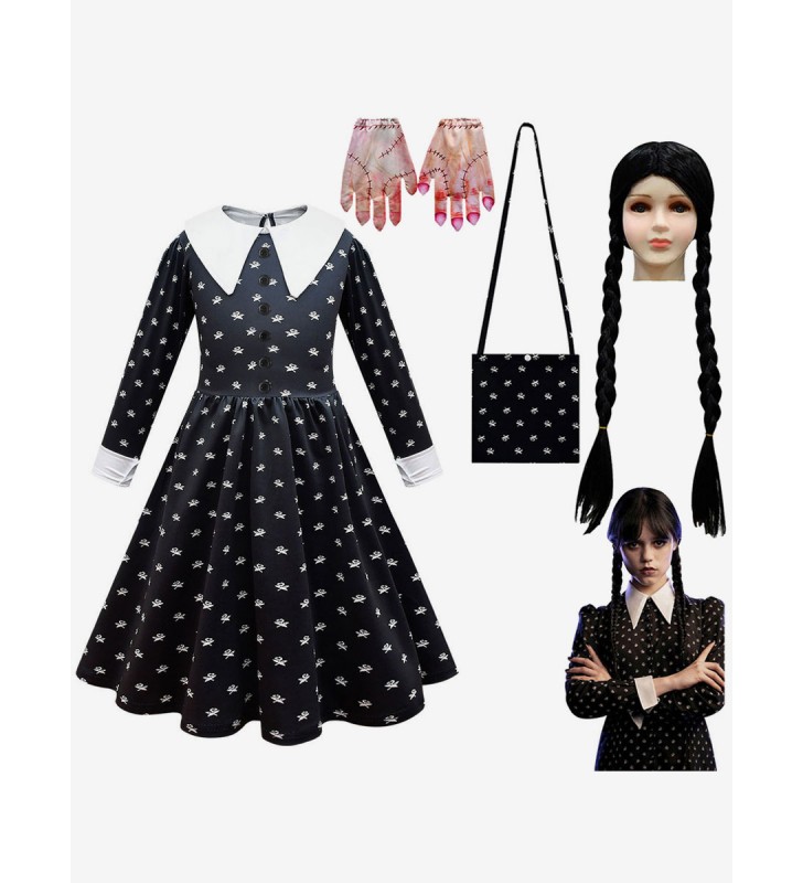 La famiglia Addams TV Cosplay Mercoledì Kid Set completo Costumi Cosplay