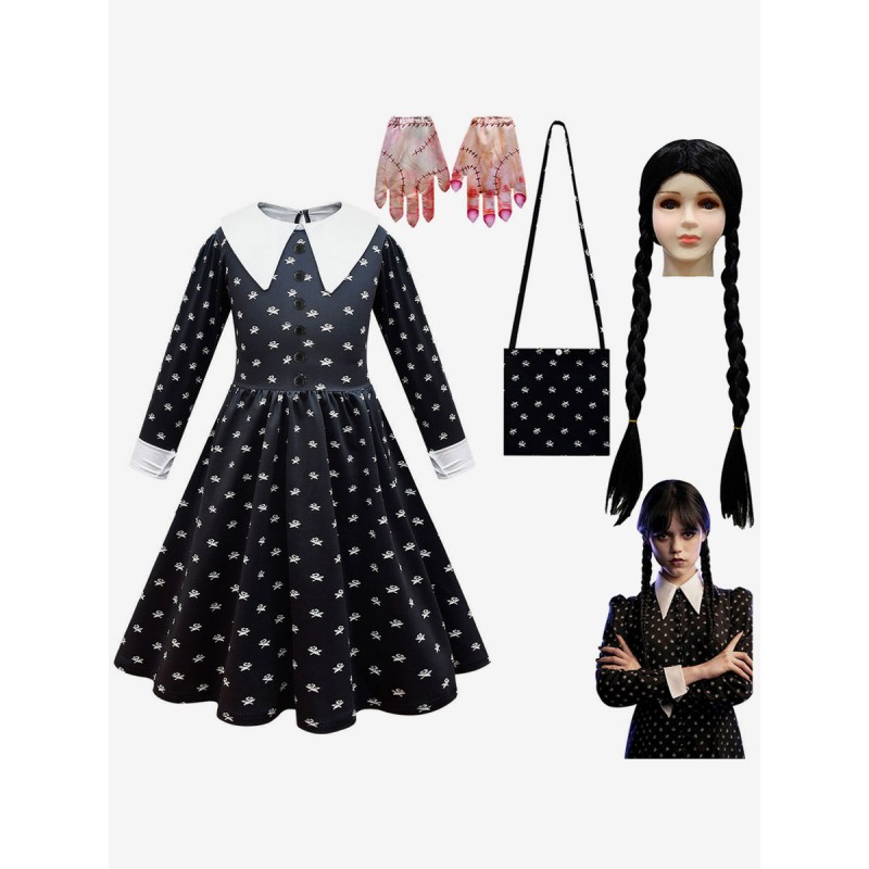 La famiglia Addams TV Cosplay Mercoledì Kid Set completo Costumi Cosplay