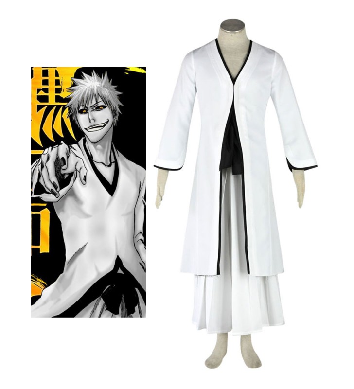 Costume Carnevale Bleach Bleach Kurosaki Ichigo uomo set in panno uniforme cintura bianco Costumi Cosplay Carnevale Halloween