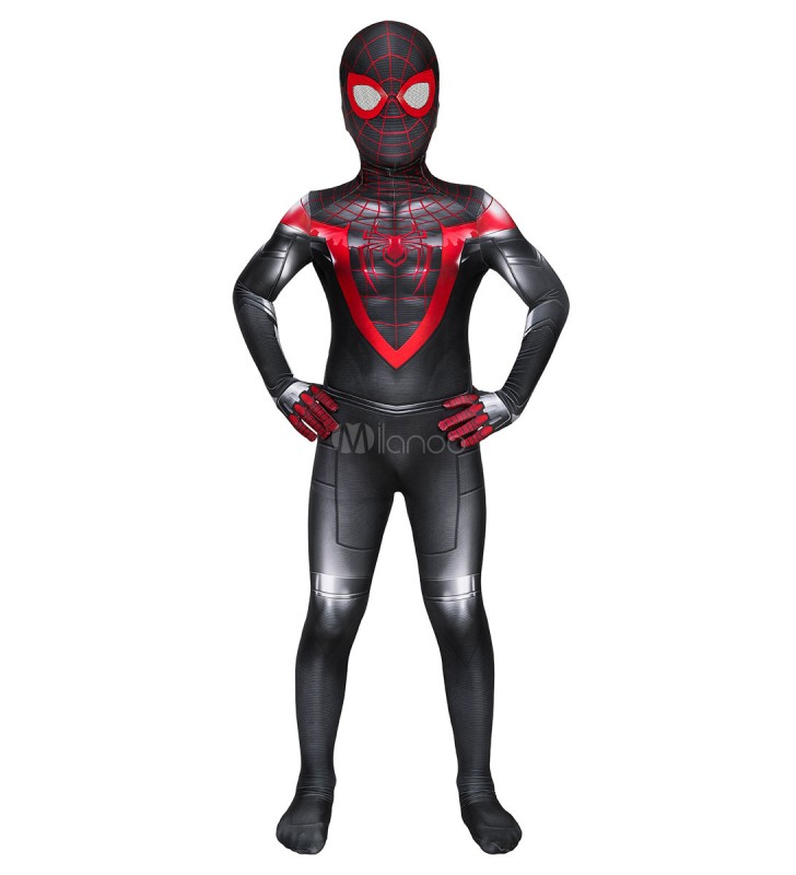 Marvel Spider Man Into The Spider Verse Miles Kids Zentai di Costumi Cosplay Carnevale Halloween