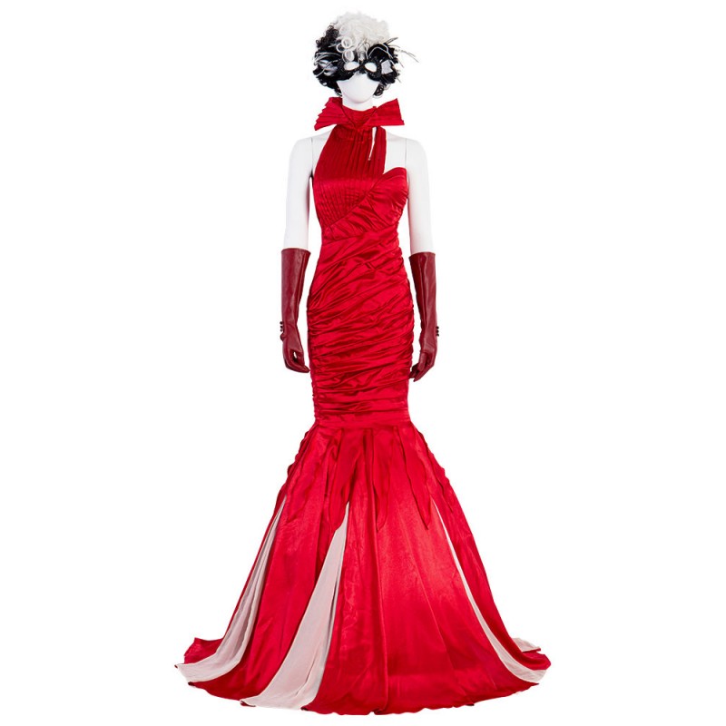Disney Cartoon 101 Dalmatians Crudelia De Mon Rosso Poliestere Fibra di poliestere Film Set Disney Cartoon Cosplay Costume Set Costumi Cosplay Halloween
