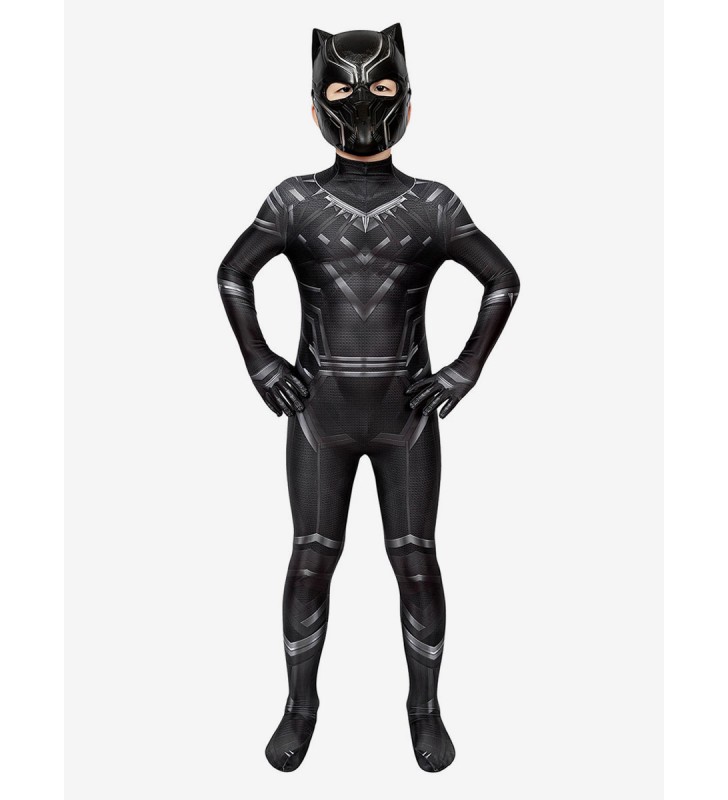 Marvel Comics Captain America Civil War T#39;Challa Black Panther Kid Cosplay Suit Carnevale
