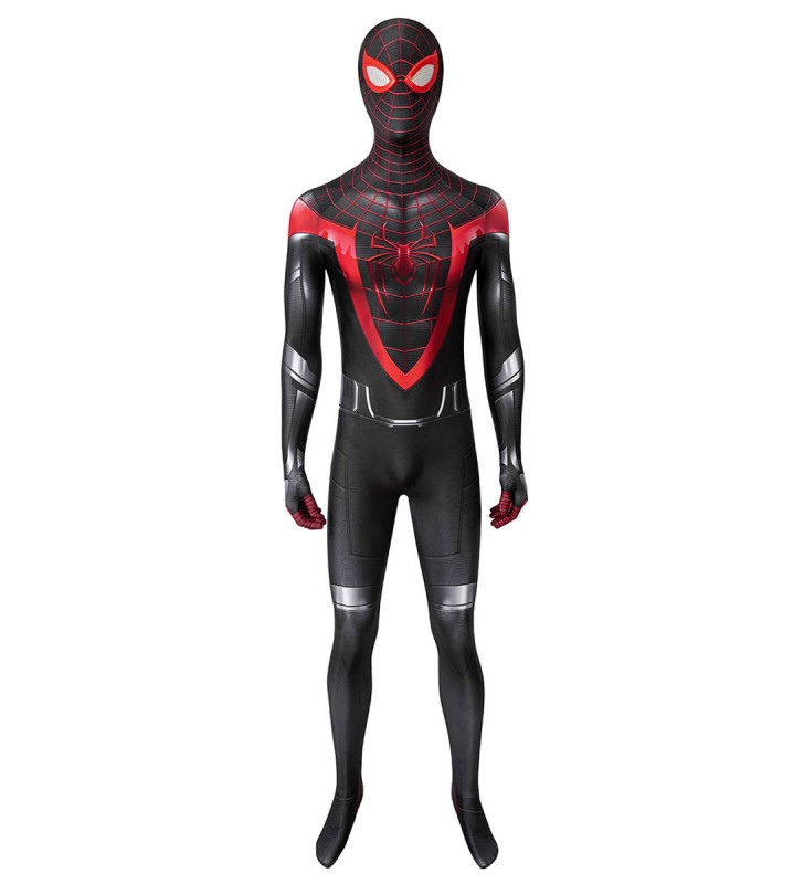 SpiderMan: Into The SpiderVerse Miles Morales Tuta in fibra di poliestere Marvel Comics Cosplay Costumi Cosplay
