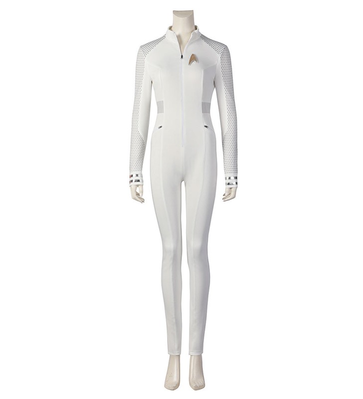 Star Trek Costumi Cosplay Bianco Star Trek TV Drama Set Lycra Spandex Distintivo Tuta Movie TV Drama Costumi Cosplay Carnevale