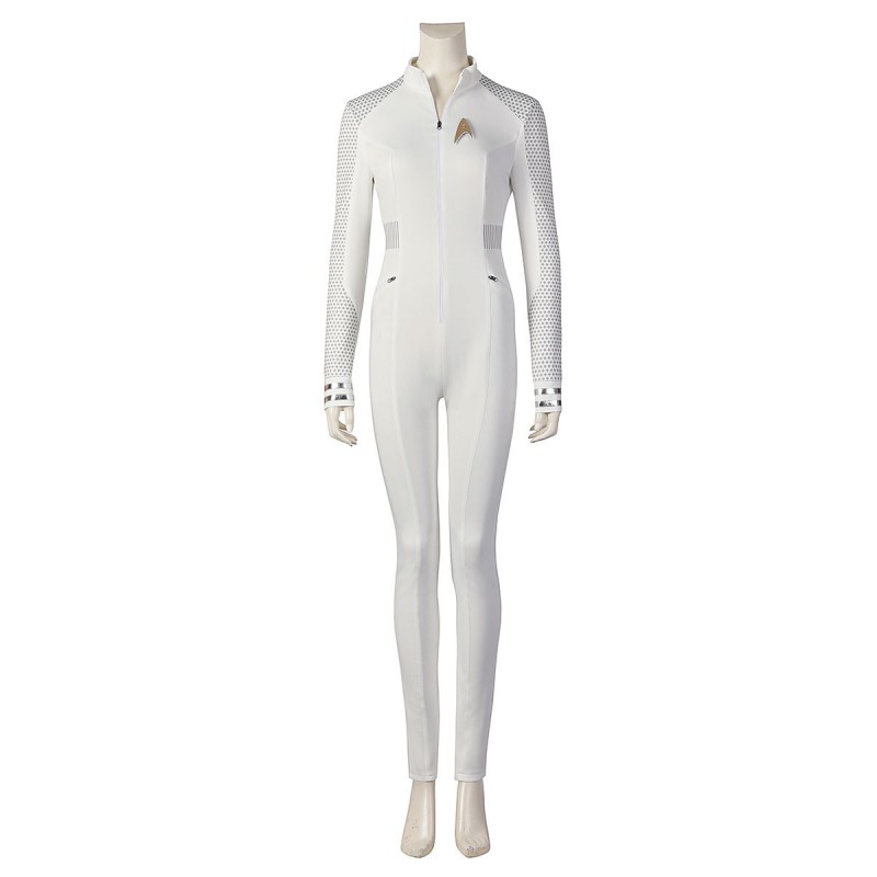 Star Trek Costumi Cosplay Bianco Star Trek TV Drama Set Lycra Spandex Distintivo Tuta Movie TV Drama Costumi Cosplay Carnevale