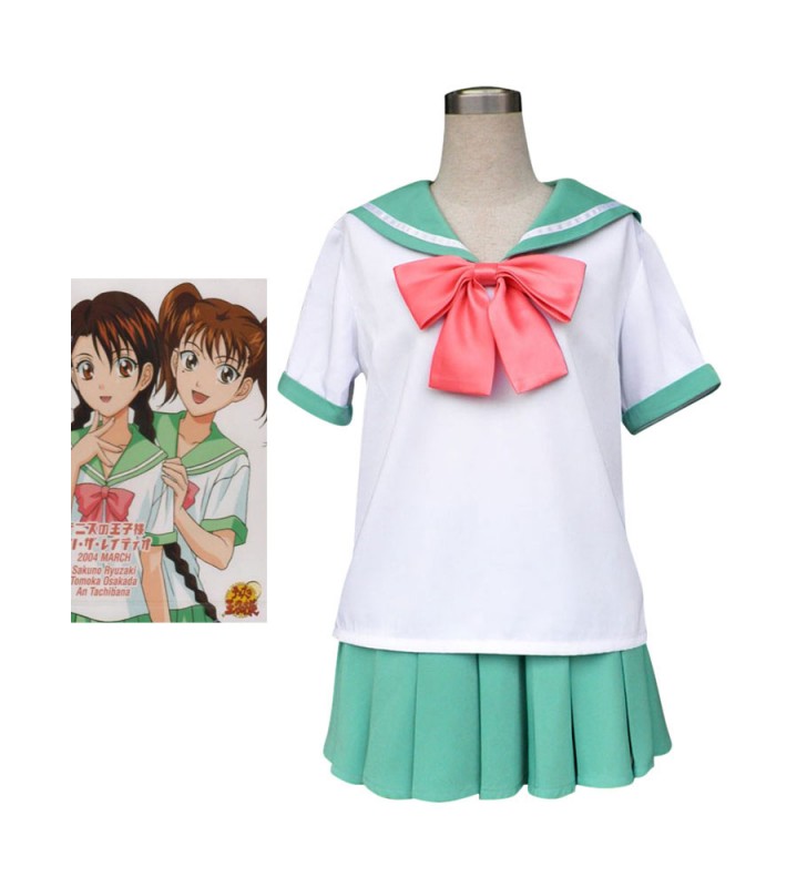 Costume Carnevale Prince of Tennis The Prince of Tennis donna Menta Verde in panno uniforme papillion set Costumi Cosplay Halloween