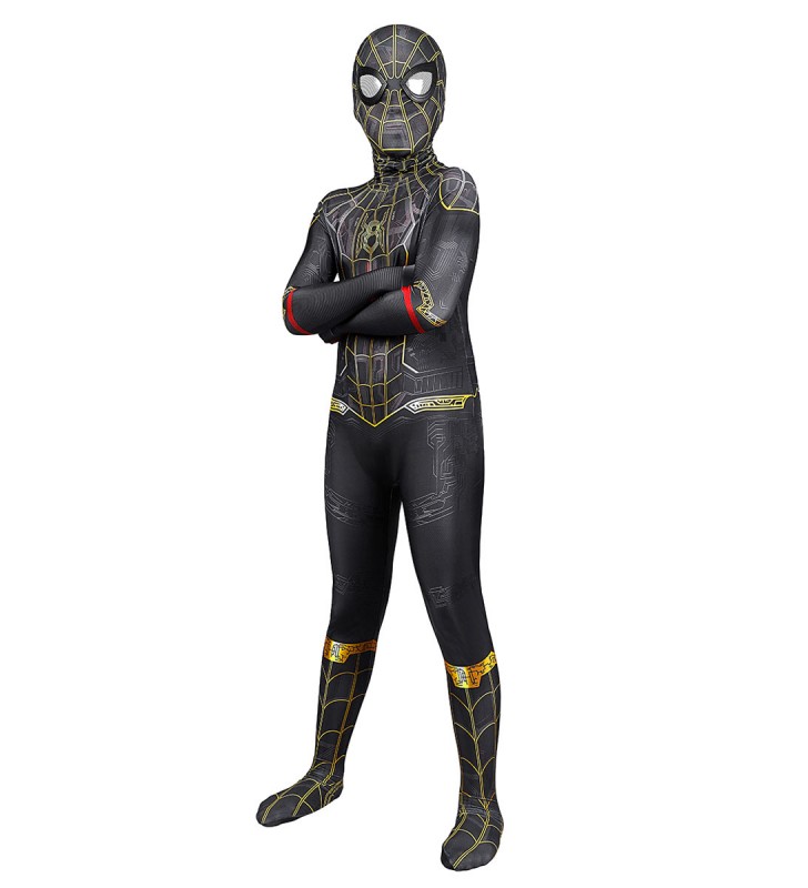 Tuta Cosplay Spiderman per bambini Black Lycra Spandex Tangsuit MARVEL Film Costumi Cosplay Halloween