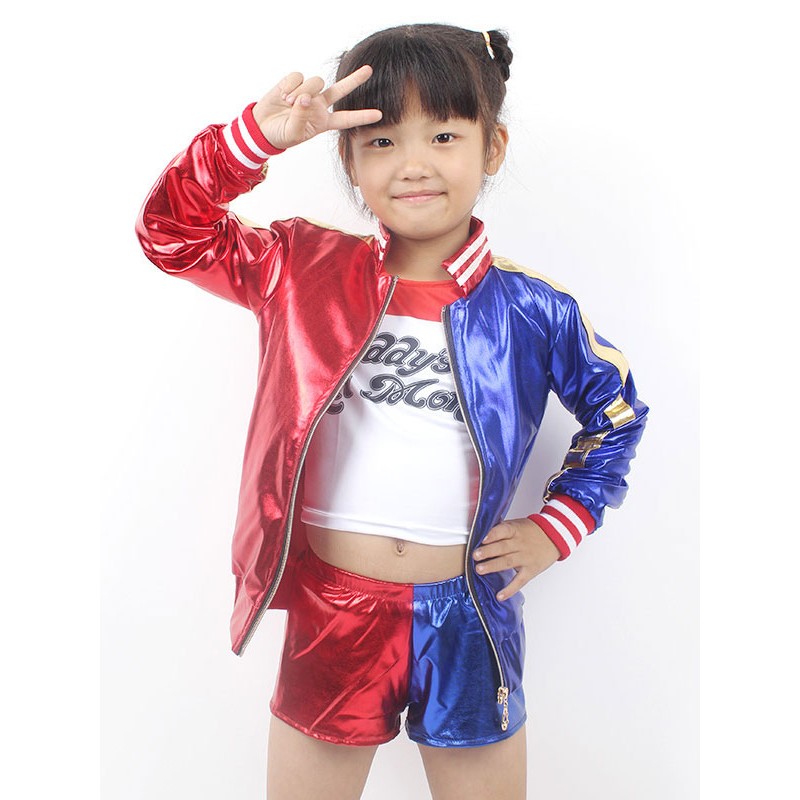 Carnevale DC Comics Harley Quinn cappottopantaloncinimaglietta con scollo rotondo set Fumetti Americani di poliestere Costumi Cosplay