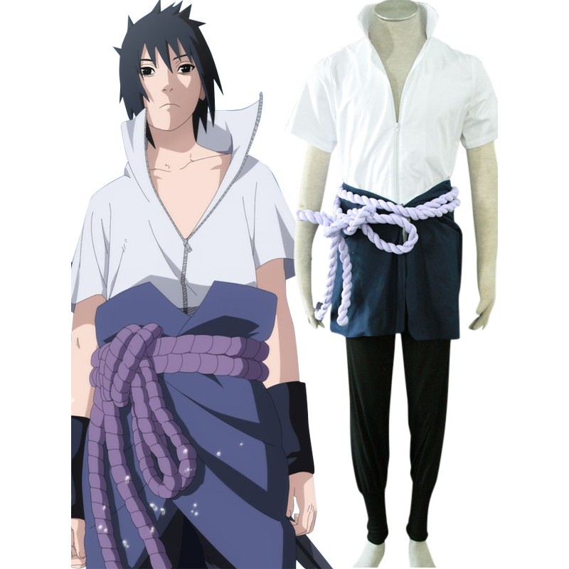 Costume Carnevale Sasuke Uchiha in Naruto con grembuile e cintura Costumi Cosplay Halloween