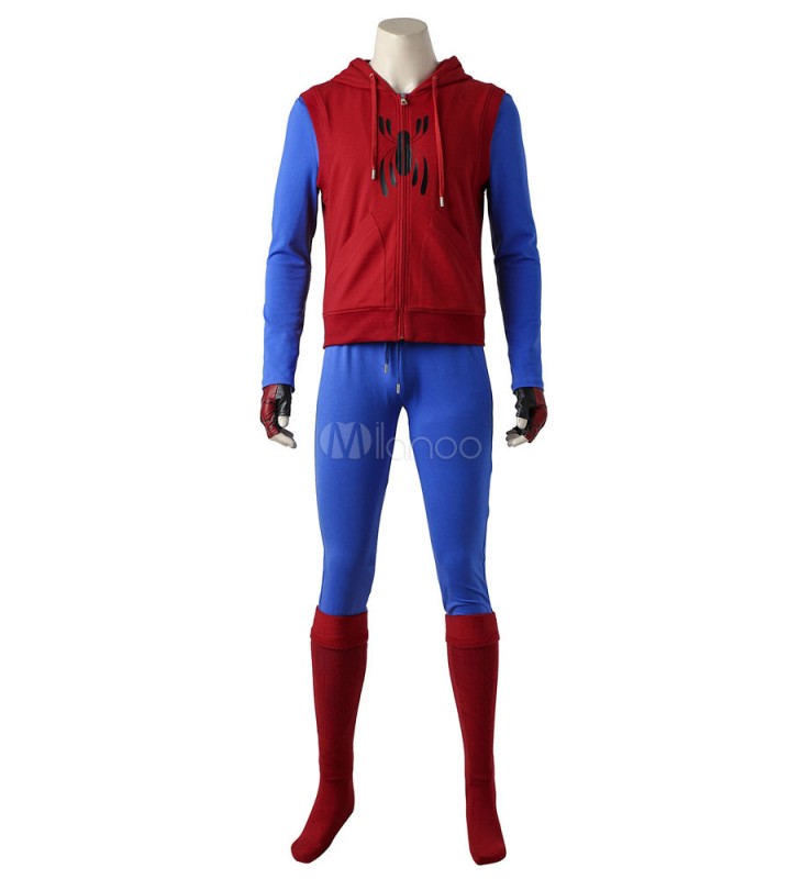 SpiderMan Peter set Lotta Fumetti Americani gilettopCalze sopra al ginocchiopantaloniCappuccioguanti Costumi Cosplay