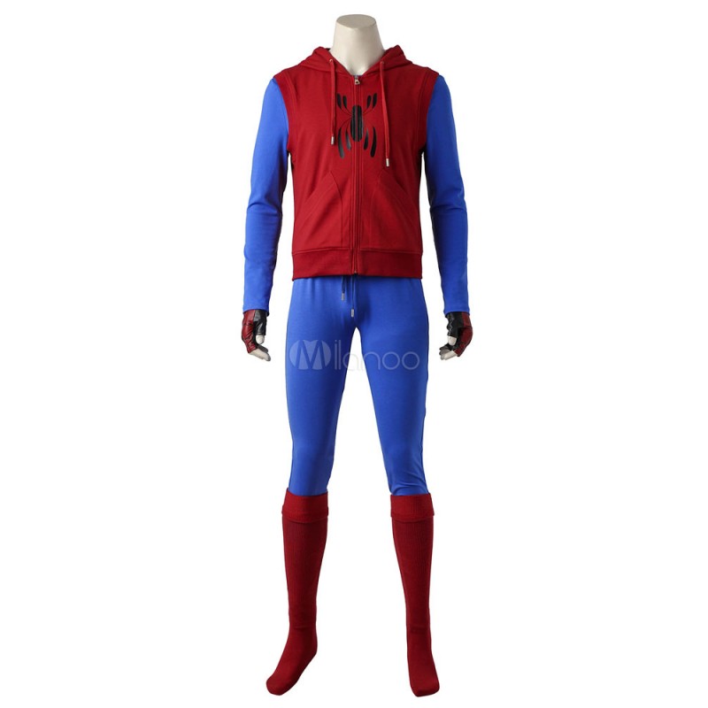 SpiderMan Peter set Lotta Fumetti Americani gilettopCalze sopra al ginocchiopantaloniCappuccioguanti Costumi Cosplay