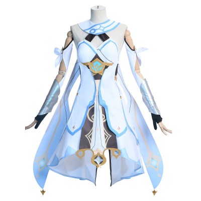 Genshin Impact Lumine Abito in poliestere Set di costumi Greave Costumi Cosplay Carnevale Halloween
