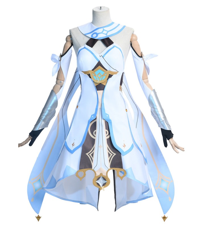 Genshin Impact Lumine Abito in poliestere Set di costumi Greave Costumi Cosplay Carnevale Halloween