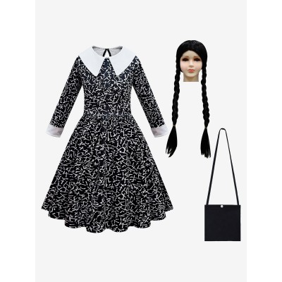 Il cosplay del film della famiglia Addams mercoledì Kid Cosplay vestito di un pezzo Carnevale Halloween