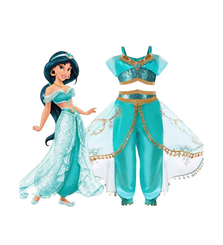 Disney Cartoon Costume Aladdin Princess Jasmine Kid Costume di Halloween