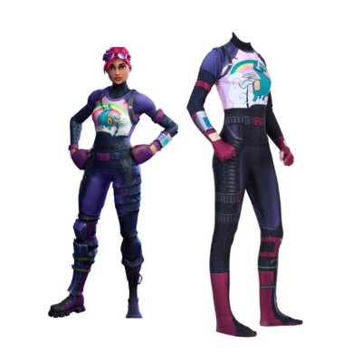 Cosplay Fortnite Costume 2023 Tuta Bomber Brite Costumi Cosplay Gioco Lilla Carnevale Halloween