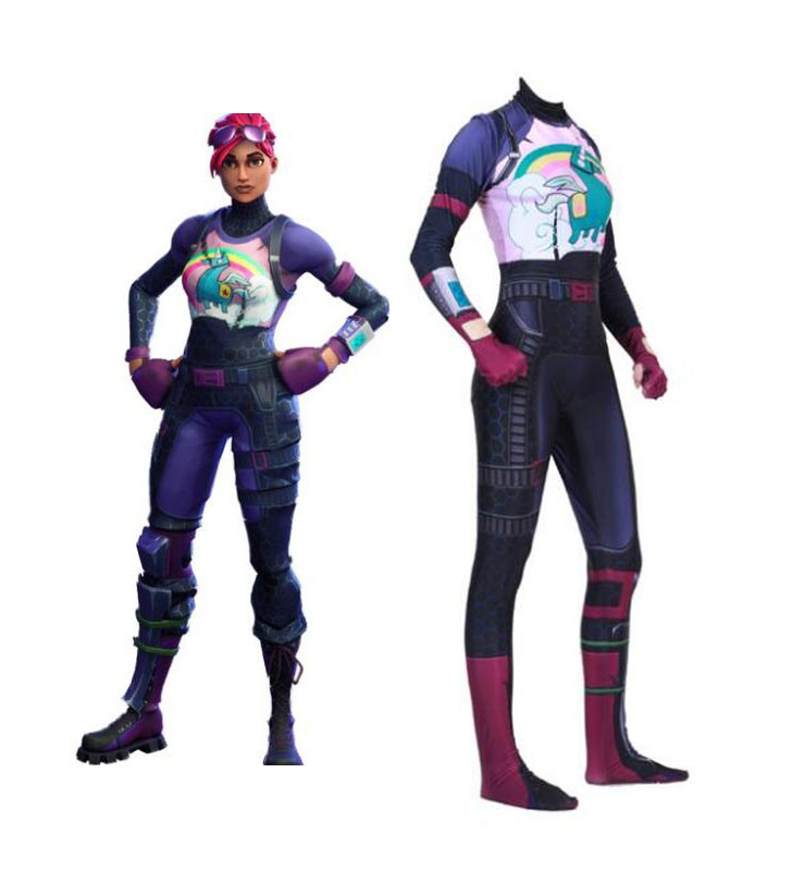 Cosplay Fortnite Costume 2023 Tuta Bomber Brite Costumi Cosplay Gioco Lilla Carnevale Halloween