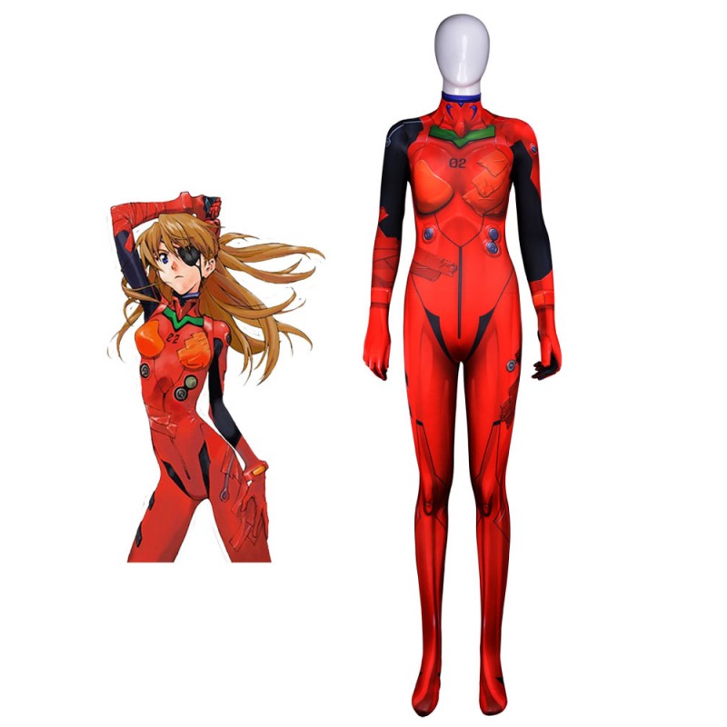 Costume Carnevale EVA New Genesis Evangelion Asuka Langrey Lycra Spandex Catsuit Tuta Costumi Cosplay Carnevale Halloween
