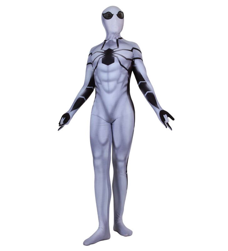 Tuta cosplay Spiderman The Future Foundation Costume bianco Lycra Spandex in fibra di poliestere Marvel Comics Halloween