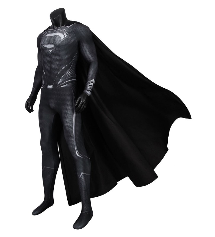 Tuta nera da Superman DC Comics Tuta da recupero Justice League Tuta Clark Kent DC (mantello incluso) Halloween