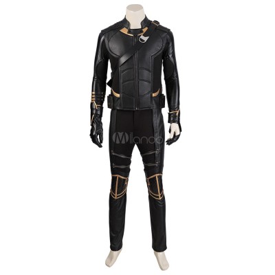 Marvel Film Cosplay Avengers 4 Endgame Hawkeye Clinton Barton Nero 8 pezzi Costumi Cosplay Carnevale Halloween