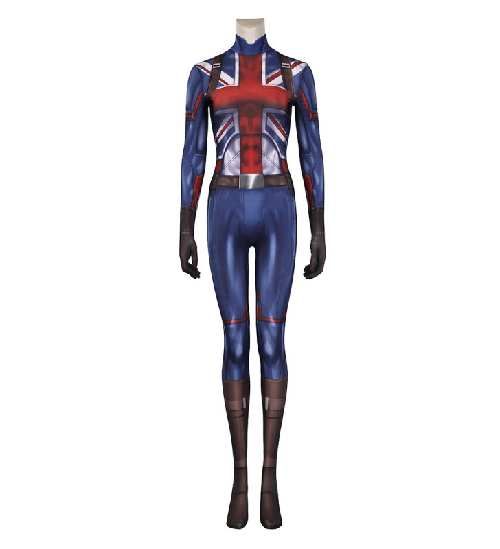 Capitano Britain Cosplay Tuta Donne Supereroe Costumi Blu Lycra Spandex Full Body Hood Catsuits Zentai