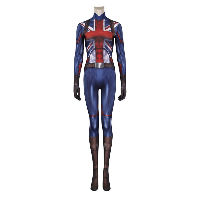 Capitano Britain Cosplay Tuta Donne Supereroe Costumi Blu Lycra Spandex Full Body Hood Catsuits Zentai