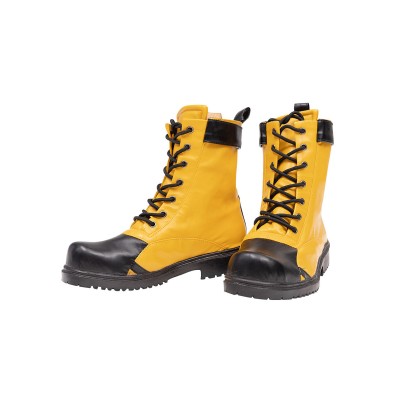 DC Comics Batwoman Scarpe Cosplay Stivali cosplay in acetato con tacco basso in pelle gialla Halloween