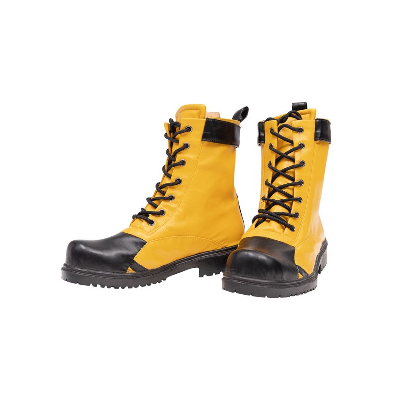 DC Comics Batwoman Scarpe Cosplay Stivali cosplay in acetato con tacco basso in pelle gialla Halloween