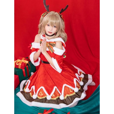 Genshin Impact Game Cosplay Barbara Christmas Dress Costumi Cosplay