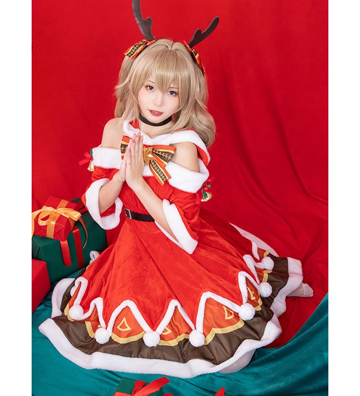 Genshin Impact Game Cosplay Barbara Christmas Dress Costumi Cosplay