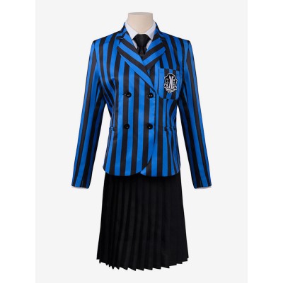 I costumi cosplay dell#39;uniforme blu del cosplay della TV della famiglia Addams Halloween
