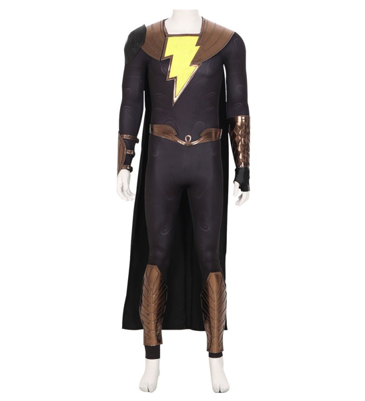 COMICS DC BLACK ADAM Cosplay Brownish Black Poliestere in fibra completo Costumi Cosplay
