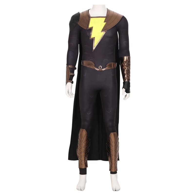COMICS DC BLACK ADAM Cosplay Brownish Black Poliestere in fibra completo Costumi Cosplay