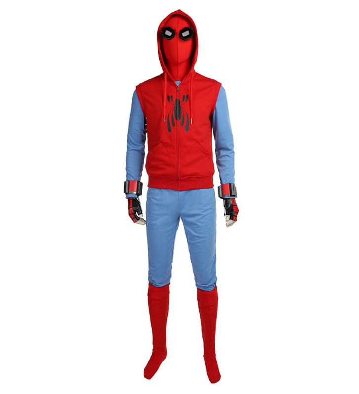 SpiderMan set cotone poliestere maglietta con scollo rotondoguanticalzepantaloniCappucciogilet Costumi Cosplay Carnevale Halloween